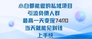 2025年小白都能做的私域项目引流负债人群最高一天变现1k+高变现难度低当天就能见到钱上手快-一起网赚吧