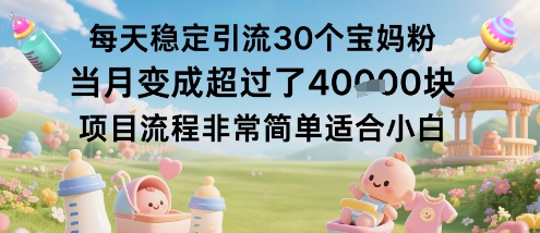每天稳定引流30个宝妈粉当月变成超过了1W+项目流程非常简单适合小白-一起网赚吧