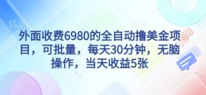 外面收费6980的全自动撸美刀项目，可批量，每天30分钟，无脑操作，当天收益5张【揭秘】-一起网赚吧