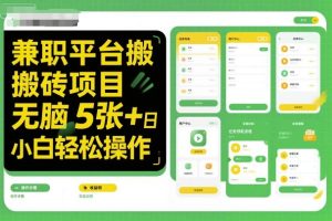 兼职平台搬砖项目无脑操作日入5张＋小白轻松操作-一起网赚吧