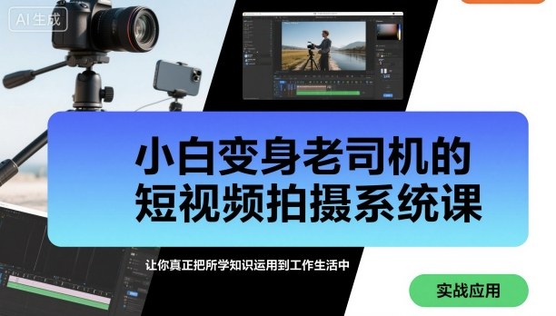小白变身老司机的短视频拍摄系统课，让你真正把所学知识运用到工作生活中-一起网赚吧