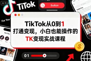 TikTok从0到1打通变现，小白也能操作的TK变现实战课程-一起网赚吧
