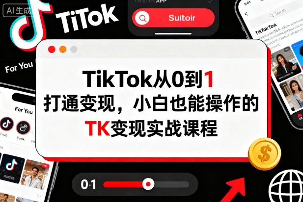 TikTok从0到1打通变现，小白也能操作的TK变现实战课程-一起网赚吧
