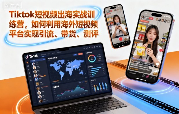 Tiktok短视频出海实战训练营，如何利用海外短视频平台实现引流、带货、测评-一起网赚吧