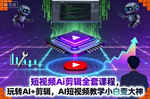 短视频Ai剪辑全套课程，玩转AI+剪辑，AI短视频教学小白变大神-一起网赚吧