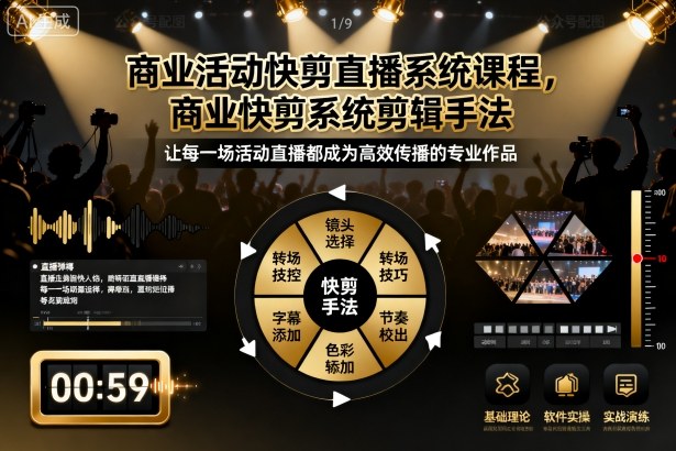 商业活动快剪直播系统课程，商业快剪系统剪辑手法-一起网赚吧