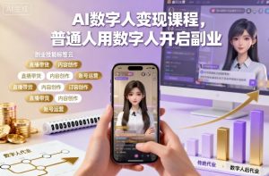 AI数字人变现课程，普通人用数字人开启副业-一起网赚吧