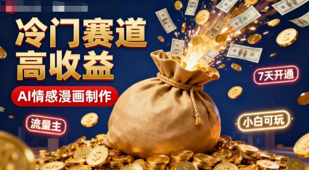 公众号冷门赛道，用AI做情感漫画，7天开通流量主，操作简单，小白可玩-一起网赚吧