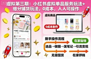 虚拟第三期:小红书虚拟单品服务玩法+细分铺货玩法,0成本,人人可操作-一起网赚吧