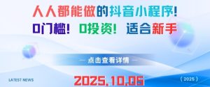 人人都能做的抖音小程序,0门槛0成本,适合新手-一起网赚吧