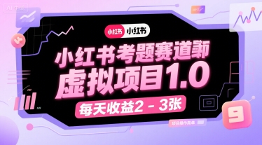小红书考题赛道虚拟项目1.0，项目操作简单，每天收益2-3张-一起网赚吧