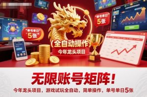 无限账号矩阵!今年龙头项目,游戏试玩全自动,简单操作,单号单日5张【揭秘】-一起网赚吧