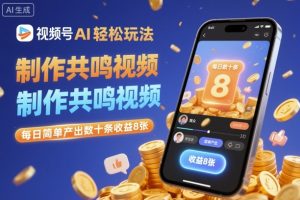 视频号AI轻松玩法，制作共鸣视频，每日简单产出数十条收益8张-一起网赚吧