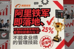 阿里铁军即落地、可复制的销售管理技能，不能拿业绩的管理技能都在扯淡-一起网赚吧