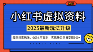 小红书虚拟资料项目：最新搜索流变现玩法，0成本简单可复制，一人多店打法，新手也可轻松日入5张+-一起网赚吧