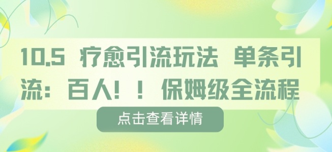 疗愈引流玩法，单条引流百人，保姆级全流程-一起网赚吧