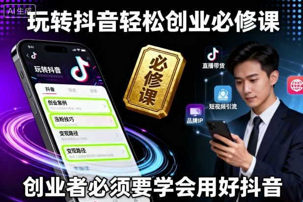 玩转抖音轻松创业必修课，创业者必须要学会用好抖音-一起网赚吧