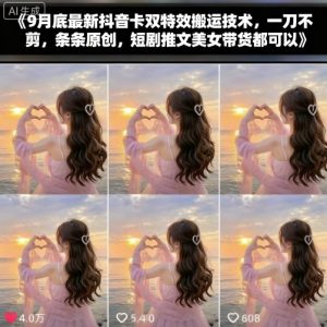 9月底最新抖音卡双特效搬运技术，一刀不剪，条条原创，短剧推文美女带货都可以-一起网赚吧