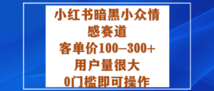 小红书暗黑小众情感赛道，客单价100-300+用户量很大，0门槛即可操作-一起网赚吧