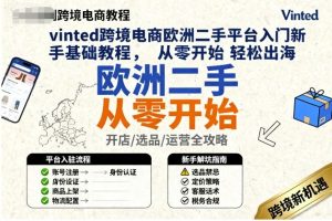 vinted跨境电商欧洲二手平台入门新手基础教程，从零开始轻松出海-一起网赚吧