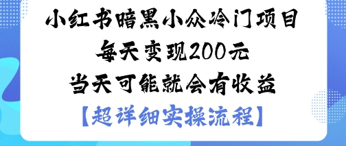 小红书暗黑小众冷门项目每天变现2张当天可能就会有收益-一起网赚吧