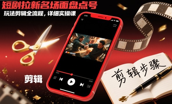 短剧拉新名场面盘点号玩法剪辑全流程，详细实操课-一起网赚吧
