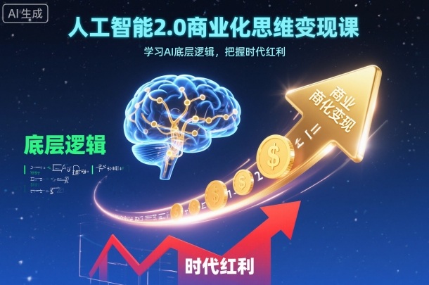 人工智能2.0商业化思维变现课，学习AI底层逻辑，把握时代红利-一起网赚吧