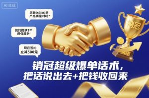 销冠超级爆单话术,把话说出去+把钱收回来-一起网赚吧