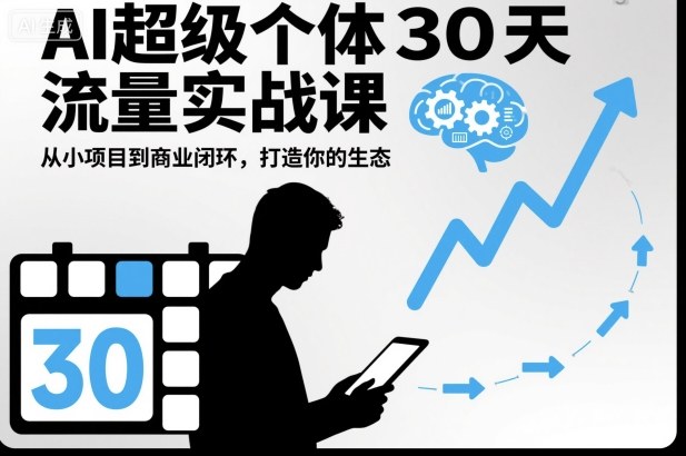 AI超级个体30天流量实战课，从小项目到商业闭环，打造你的生态-一起网赚吧