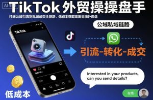 TikTok外贸操盘手，打通公域引流到私域成交全链路，低成本获取高质量海外询盘-一起网赚吧