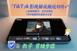 TikTok影视解说搬运切片+二创剪辑教学，过中过原创，TK中视频创作者新手必看-一起网赚吧