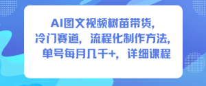 AI图文视频树苗带货，冷门赛道，流程化制作方法，单号每月几K，详细课程-一起网赚吧