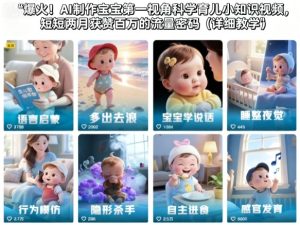 爆火!AI制作宝宝第一视角科学育儿小知识视频,短短两月获赞百万的流量密码(详细教学)-一起网赚吧