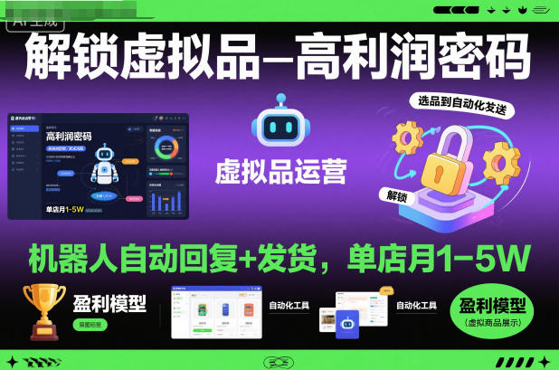 解锁虚拟品高利润密码：机器人自动回复+发货，单店月1-5W【揭秘】-一起网赚吧