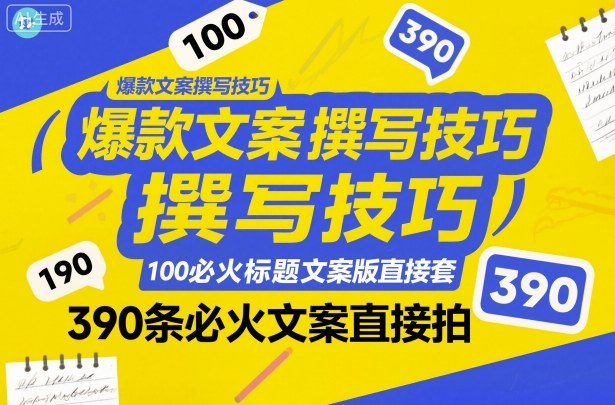 爆款文案撰写技巧，100个必火标题文案模版直接套，390条必火文案直接拍-一起网赚吧
