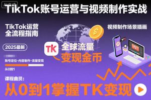 2025最新TikTok账号运营与视频制作实战全流程，从0到1掌握TK变现（含11月最新TK搬运技术）-一起网赚吧