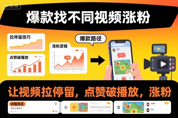 爆款找不同视频涨粉，让视频拉停留，实现点赞，破播放，涨粉-一起网赚吧