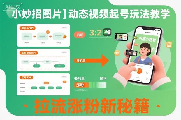 小妙招图片＋动态视频起号玩法教学，拉流涨粉新秘籍-一起网赚吧