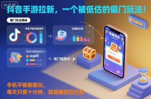 抖音手游拉新，一个被低估的偏门玩法！手机平板都能玩，每天只需十分钟，就能賺取四位数【揭秘】-一起网赚吧