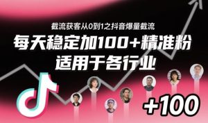 截流获客从0到1之抖音爆量截流,每天稳定加100+精准粉,适用于各行业-一起网赚吧