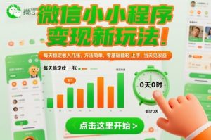 微信小程序变现新玩法，每天稳定收入几张，方法简单，零基础也能轻松上手，当天见收益【揭秘】-一起网赚吧