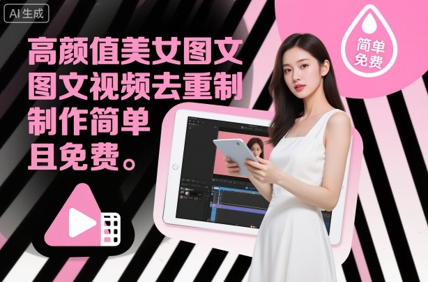 高颜值美女图文视频去重制作教学，制作简单且免费-一起网赚吧