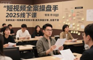 短视频全案操盘手2025线下课,全部实战一线操盘手经验分享,毫无保留分享,全是干货-一起网赚吧