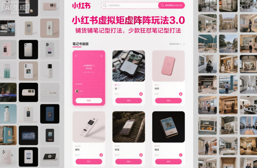 小红书虚拟矩阵玩法3.0，铺货铺笔记型打法，少款狂怼笔记型打法-一起网赚吧