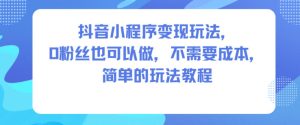 抖音小程序变现玩法，0粉丝也可以做，不需要成本，简单的玩法教程-一起网赚吧