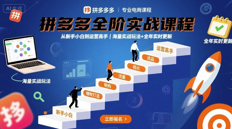 拼多多全阶实战课程，从新手小白到运营高手，海量实战玩法+全年实时更新【2025年10月更新】-一起网赚吧