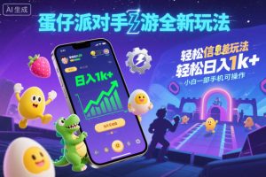 蛋仔派对手游全新玩法，轻松日入1k+，风口信息差玩法，当天见收益，小白一部手机可操作-一起网赚吧