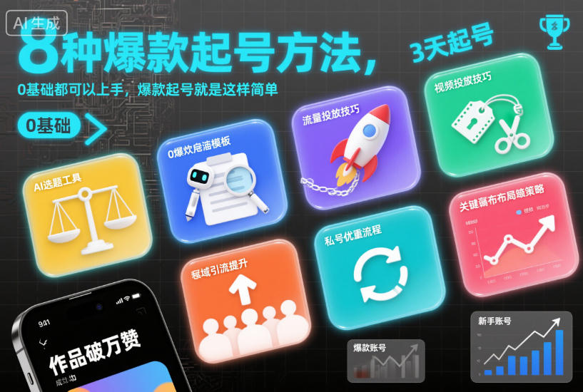 8种爆款起号方法，0基础都可以上手，爆款起号就是这样简单-一起网赚吧