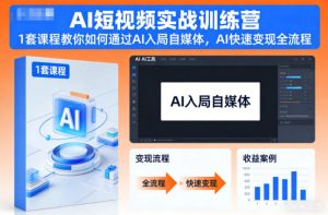 AI短视频实战训练营,1套课程教你如何通过AI入局自媒体,AI快速变现全流程-一起网赚吧