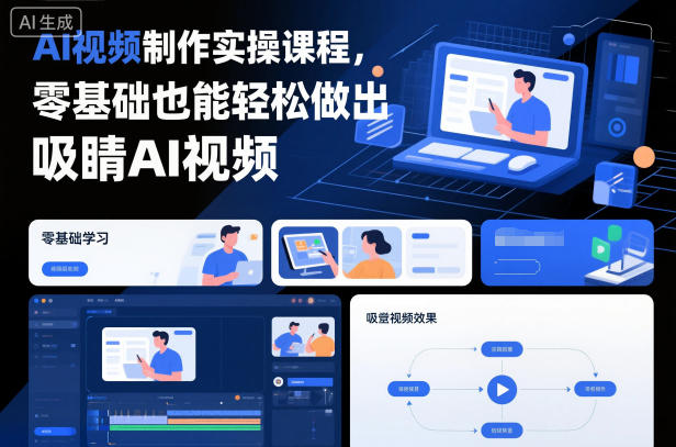 AI视频制作实操课程，零基础也能轻松做出吸睛AI视频-一起网赚吧